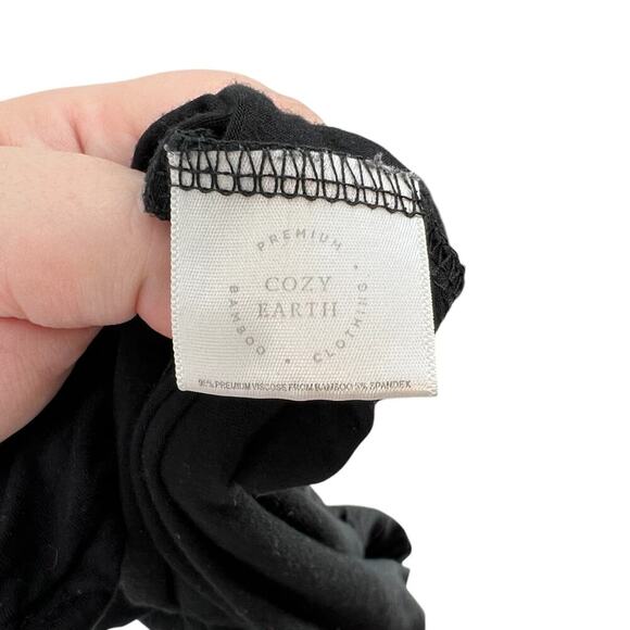 Cozy Earth Stretch-Knit Short Sleeve Pajama Top Black Size Small - Picture 9 of 10